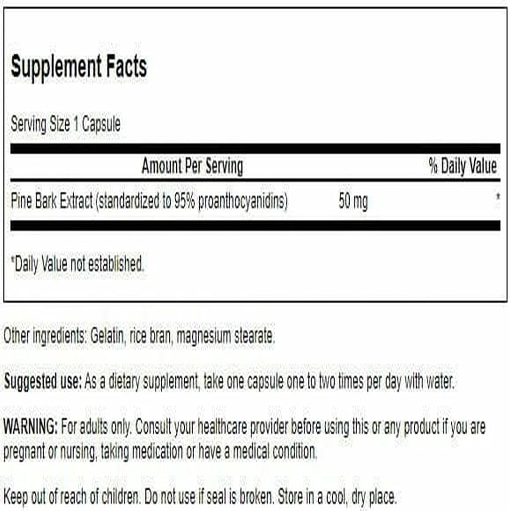 Extracto de Corteza de Pino de Swanson 50 mg, 100 Cápsulas