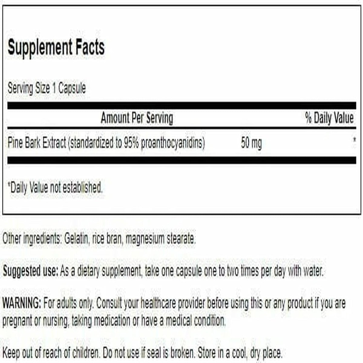Extracto de Corteza de Pino de Swanson 50 mg, 100 Cápsulas – Image 2
