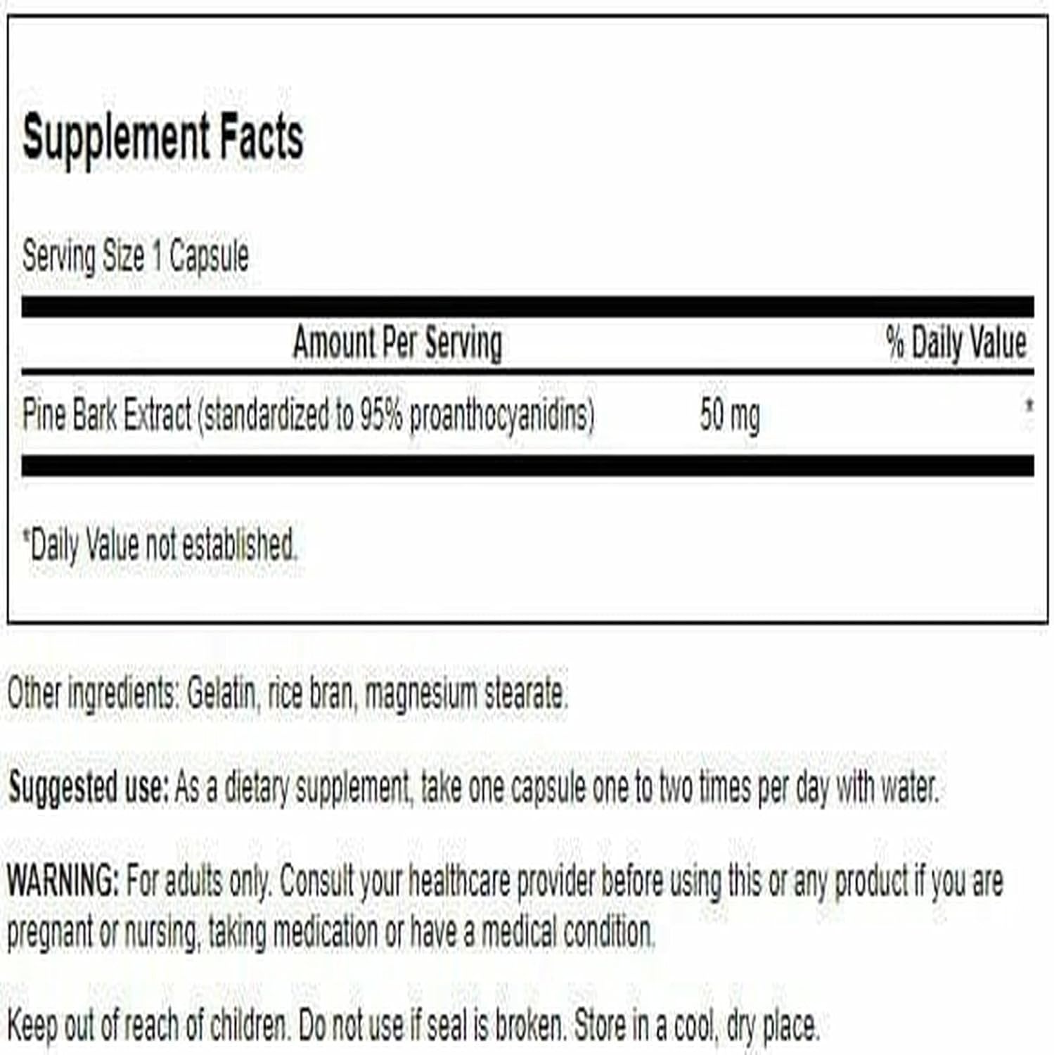 Swanson Extracto de Corteza de Pino 50 mg - 100 Cápsulas (2 Envases)