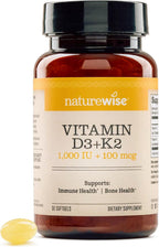 NatureWise Vitamina D3 1000 UI + K2 (MK7) 100 mcg - 30 Cápsulas Blandas con Aceite de Coco Orgánico