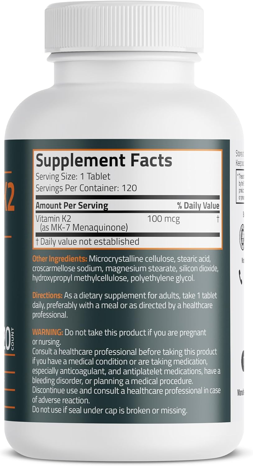 Bronson Vitamina K2 MK-7 100 mcg - 120 Comprimidos