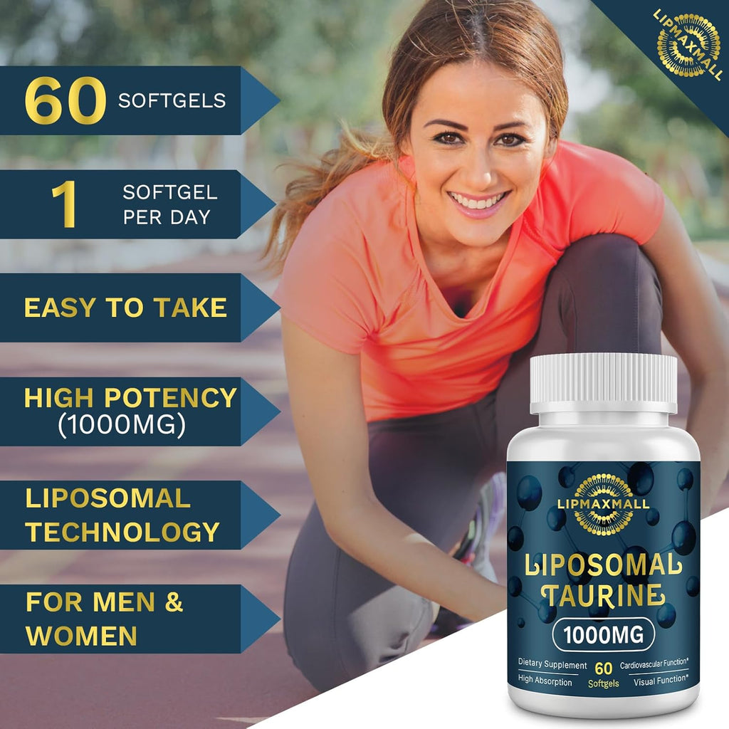 lipmaxmall Taurina Liposomal 1000mg - 60 Cápsulas Blandas (Pack de 2)