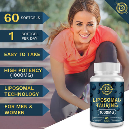 lipmaxmall Taurina Liposomal 1000mg, Aminoácido de Alta Absorción para Corazón, Nervios, Cerebro y Visión (60 Cápsulas – Image 6