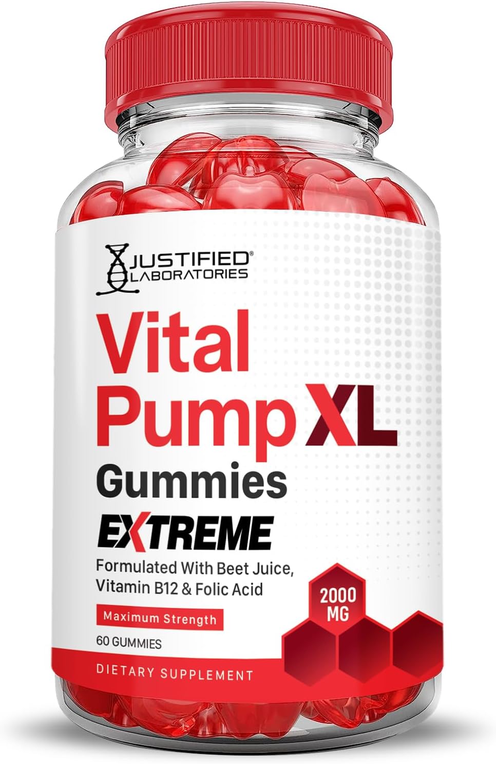 Justified Laboratories Vital Pump XL Extreme 2000MG Performance Gummies (Pack de 5, 300 Gomitas)