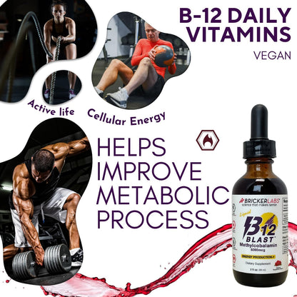 Bricker Labs B12 Blast Methylcobalamin 5000mcg, Great Tasting Sublingual Liquid Energy Vitamins -Vegan B12 Vitamins, – Image 5