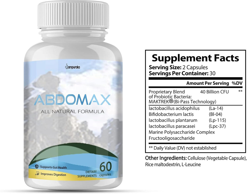 Abdomax Suplemento de Vitaminas y Minerales - 2 Paquetes (60 Días)