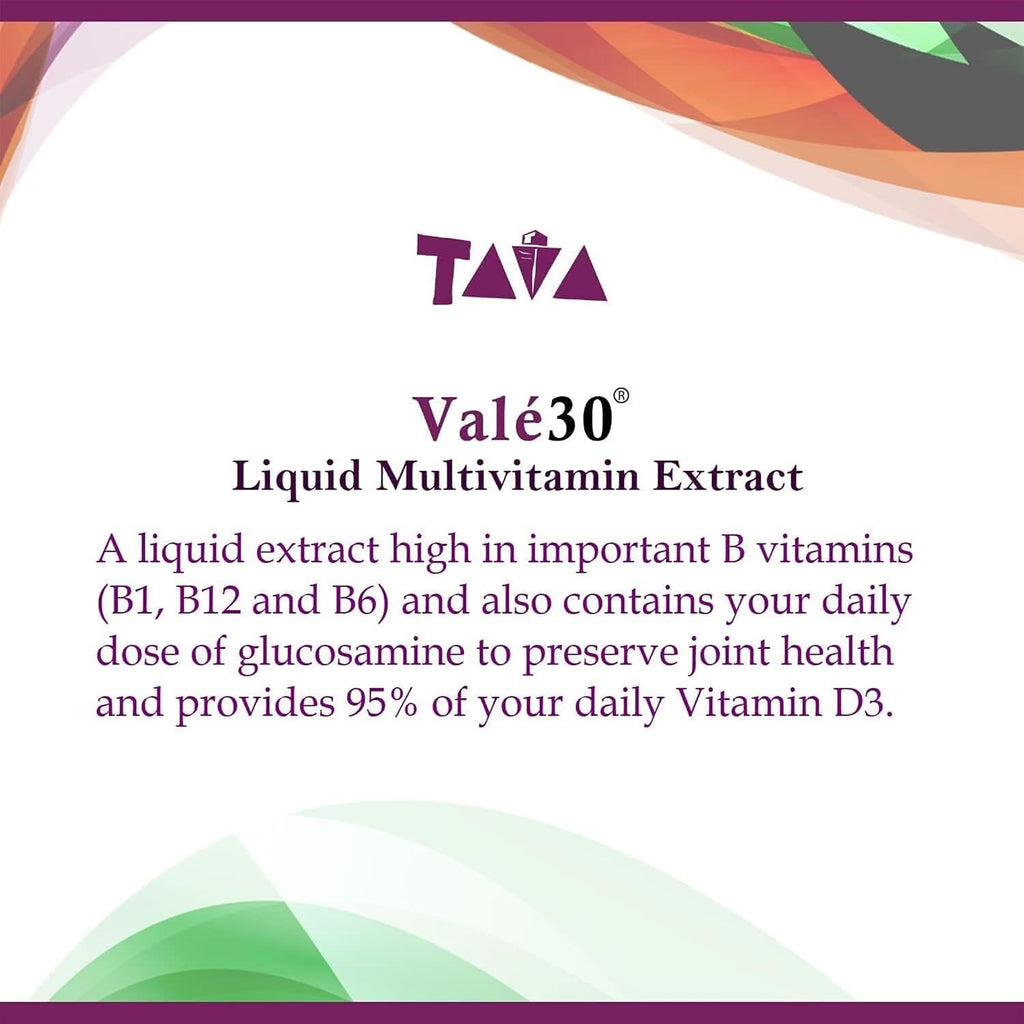 TAVA Valé30 - Multivitamínico Líquido - 30 Días con Vitamina A y Complejo B para Hombres, Mujeres y Familia - 2 Botellas