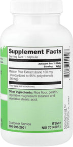 Extracto de corteza de pino Vitacost, 100 mg, 200 cápsulas