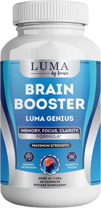 Luma By Laura Brain Support: Suplemento Nootrópico para Memoria, Enfoque y Claridad Mental con GABA y Extracto de Té Verde - 60 Cápsulas