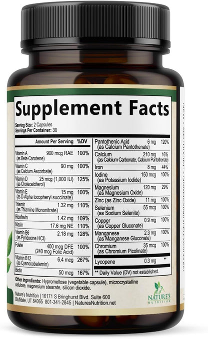 Nature's Nutrition Multivitamínico para – Magnesio: contribuye a la reducción del cansancio y la fatiga, y al – Image 9