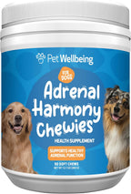 Pet Wellbeing Adrenal Harmony Chewies para Perros - Apoyo Suprarrenal y Equilibrio de Cortisol con Ashwagandha y Bacopa - Certificado NASC y Formulado por Veterinarios - 90 Chews Blandos