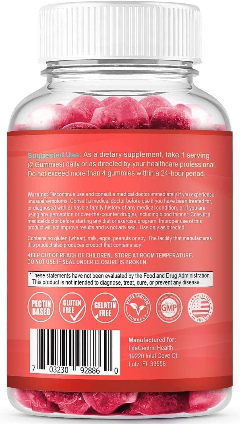 LifeCentric Health Biotina 10000mcg Gominolas Veganas para Adultos