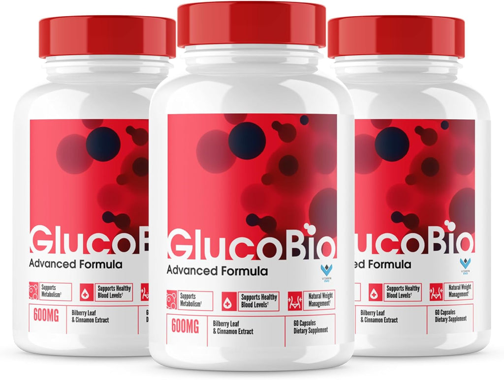 (Pack de 3) GlucoBio Cápsulas - Fórmula Avanzada para Apoyo Glucémico con Ingredientes Naturales, 180 Cápsulas