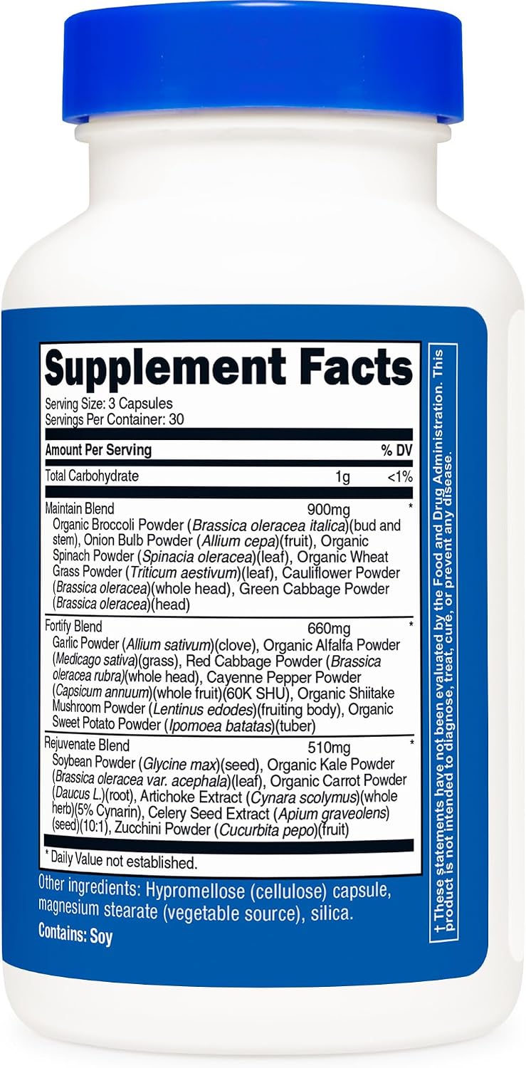 Nutricost Daily Vegetables 90 Cápsulas (30 Raciones) - 17 Verduras