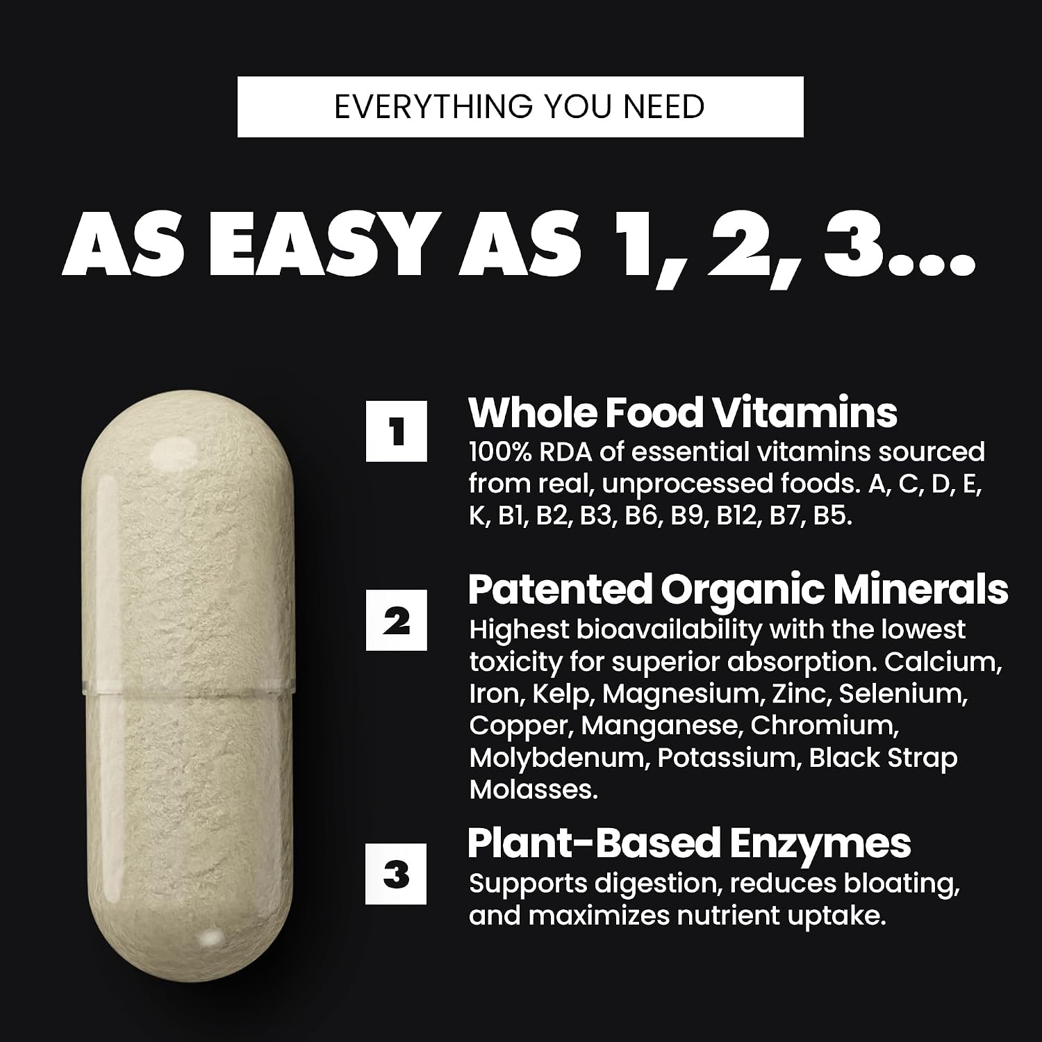 Gains in Bulk Square 1 Multivitamínico y Mineral para Hombres y Mujeres - 90 Cápsulas