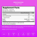 NutraChamps Gominolas de Biotina sin Azúcar 10000mcg - Alta Potencia - Cabello, Piel y Uñas Saludables - Vegano, No-GMO - Sabor Frambuesa