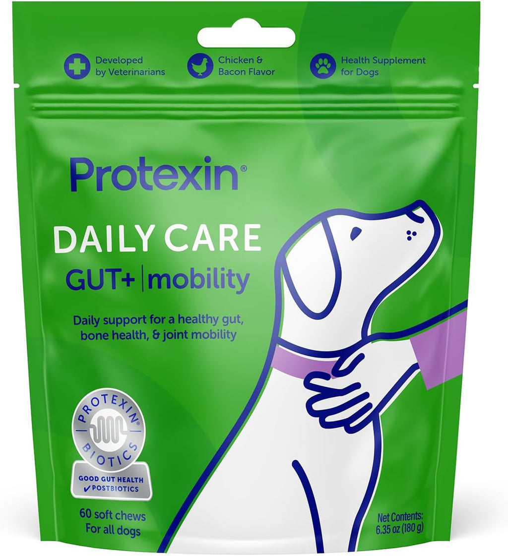 Protexin Daily Care Gut+ Immunity – 60 Masticables para Perros, Sabor Pavo y Arándano