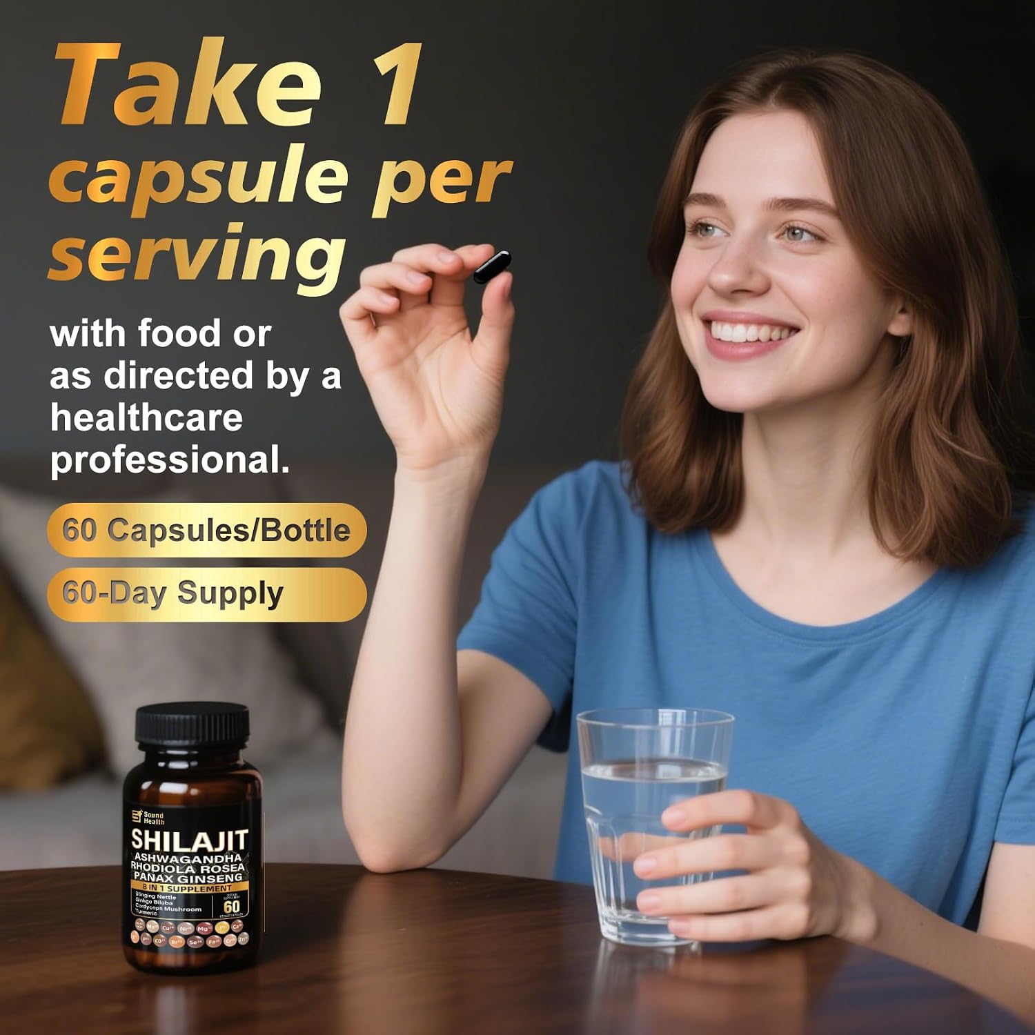 SoundHealth Shilajit Cápsulas - 60 Cápsulas, Suplemento Multivitamínico y Mineral, Sin Gluten, No GMO