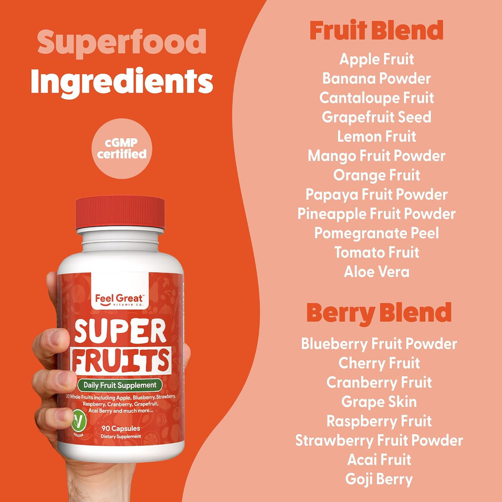 Feel Great Fruit and Vegetable Supplements - 20+ Super Reds & Greens, 180 Comprimidos (2 Envases de 90)