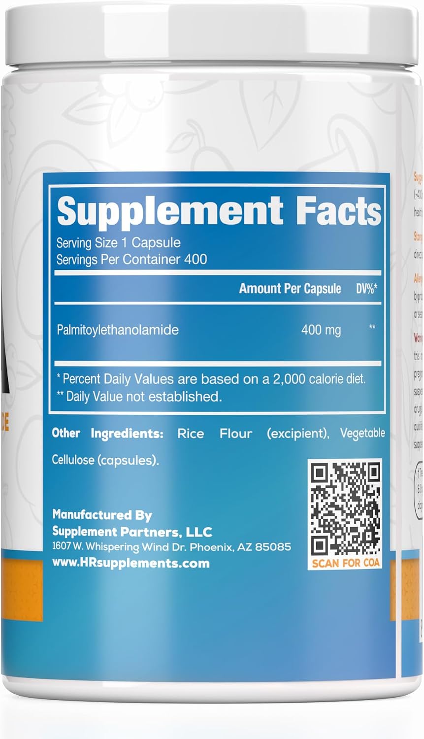 HARVEST NATURALS Palmitoiletanolamida (PEA) 400mg - 400 Cápsulas