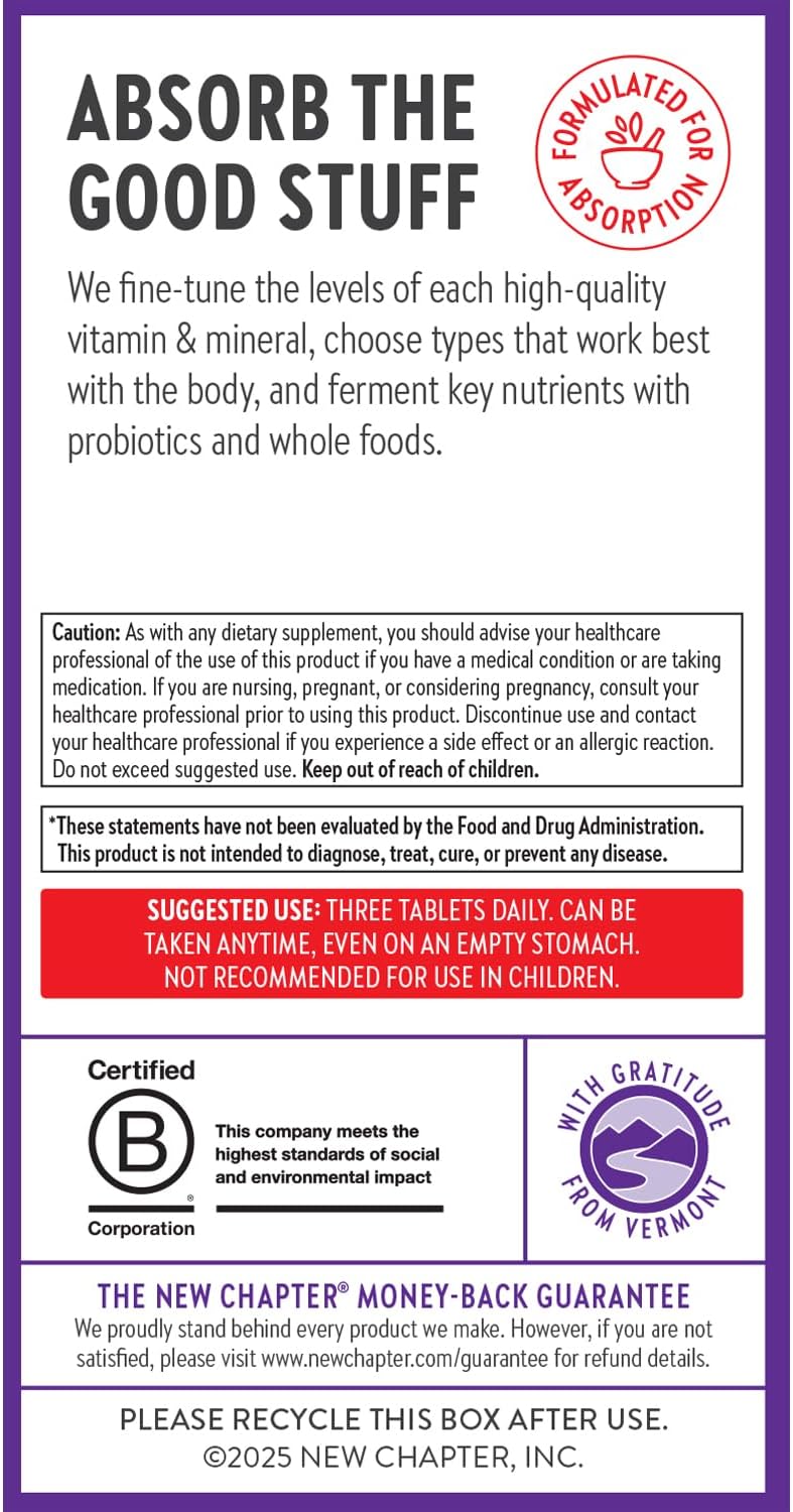 New Chapter Energy Multivitamin con Vitaminas B, D3 y Hierbas, 96 comprimidos