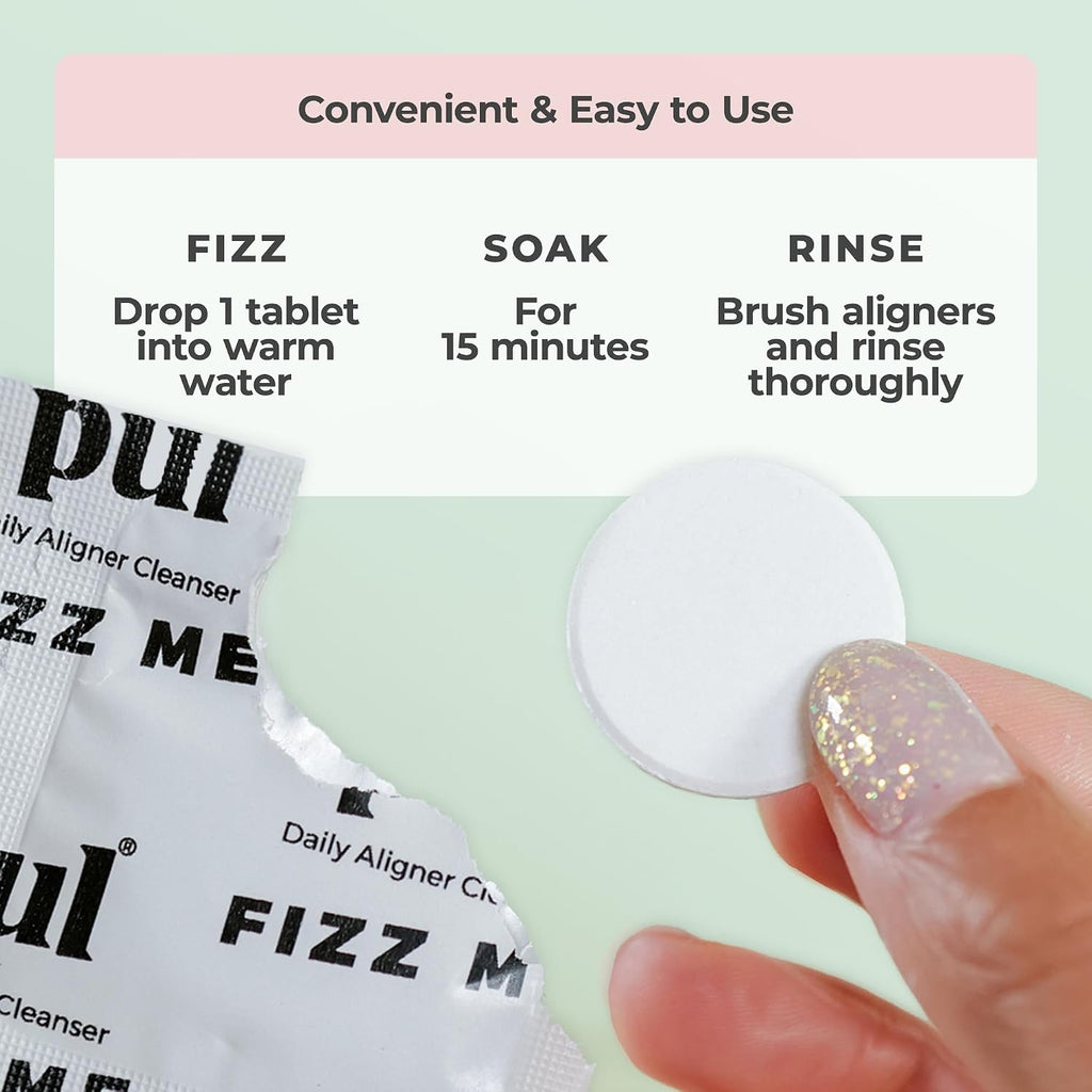 PUL Retainer Cleaner Tablets - Pastillas limpiadoras para retenedores y alineadores - Suministro para 96 días