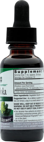 Extracto de raíz de Rhodiola Rosea 30 ml - Sin alcohol - Nature's Answer