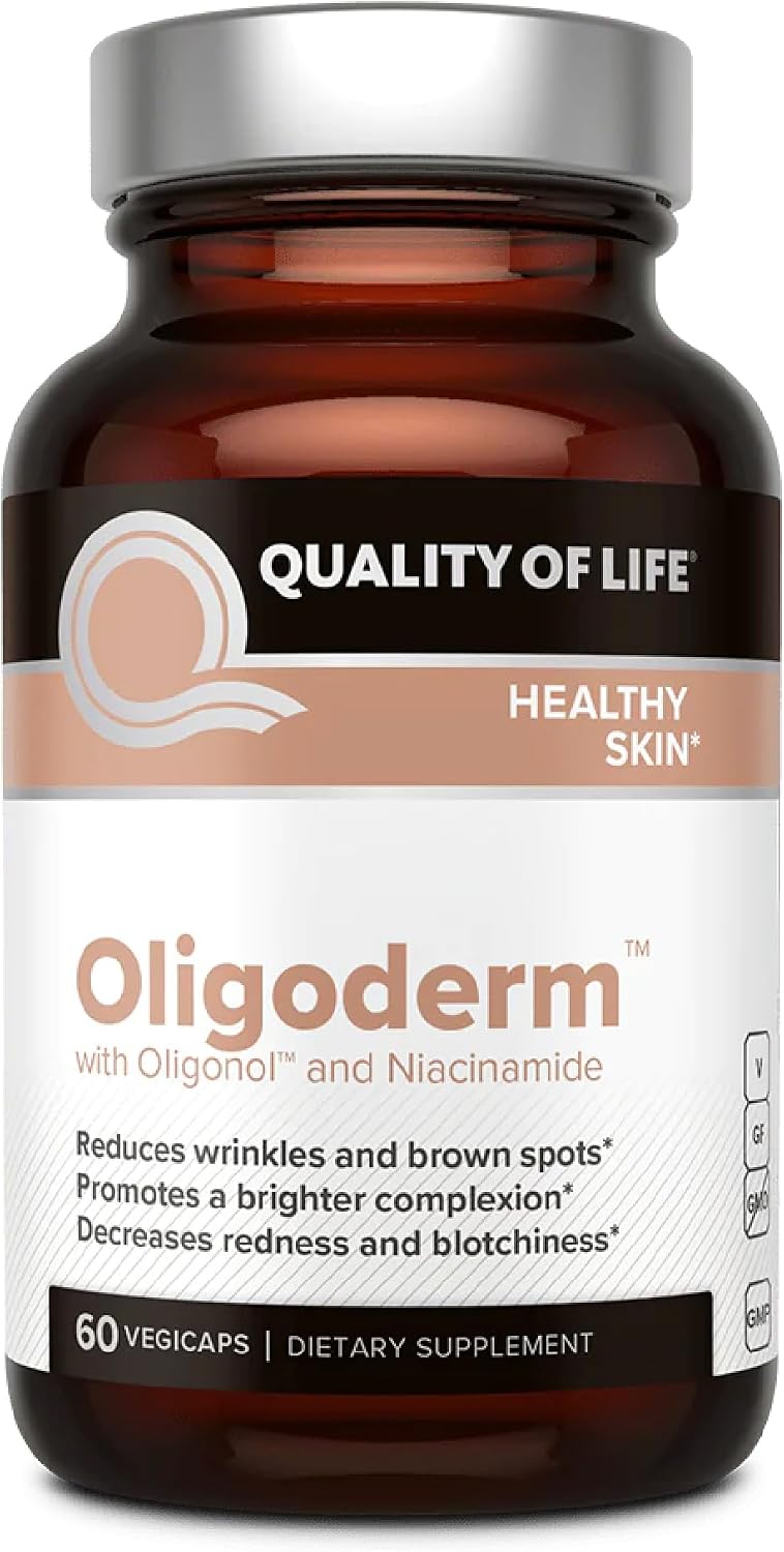 Quality of Life Oligoderm, Suplemento premium para el cuidado de la piel con Oligonol y Niacinamida - 60 cápsulas