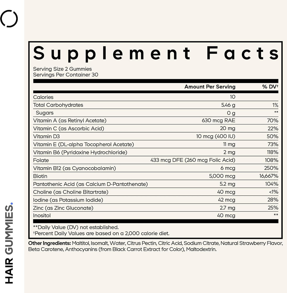 Codeage Hair Gummies - Biotina 5000 mcg - – La biotina contribuye al funcionamiento normal del sistema nervioso. – Image 2