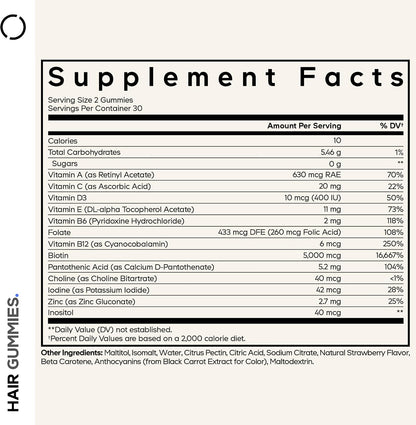 Codeage Hair Gummies - Biotina 5000 mcg - – La biotina contribuye al funcionamiento normal del sistema nervioso. – Image 2