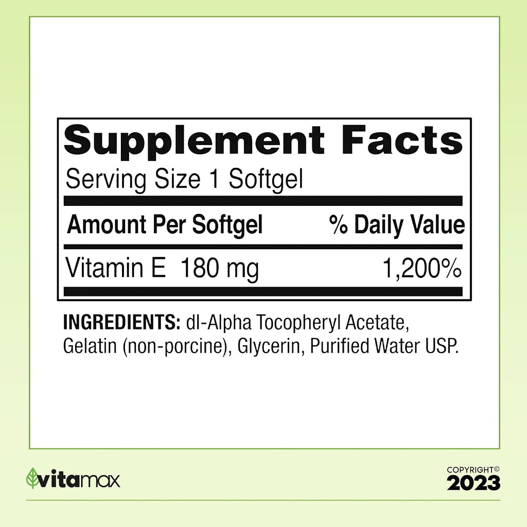 Spring Valley Vitamina E 400 UI (180 mg) - 100 Cápsulas Blandas + Guía VitaMax