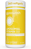 UpNourish Vitamina D3 Liposomal 5000 IU - 365 Cápsulas Blandas con Aceite de Coco Orgánico