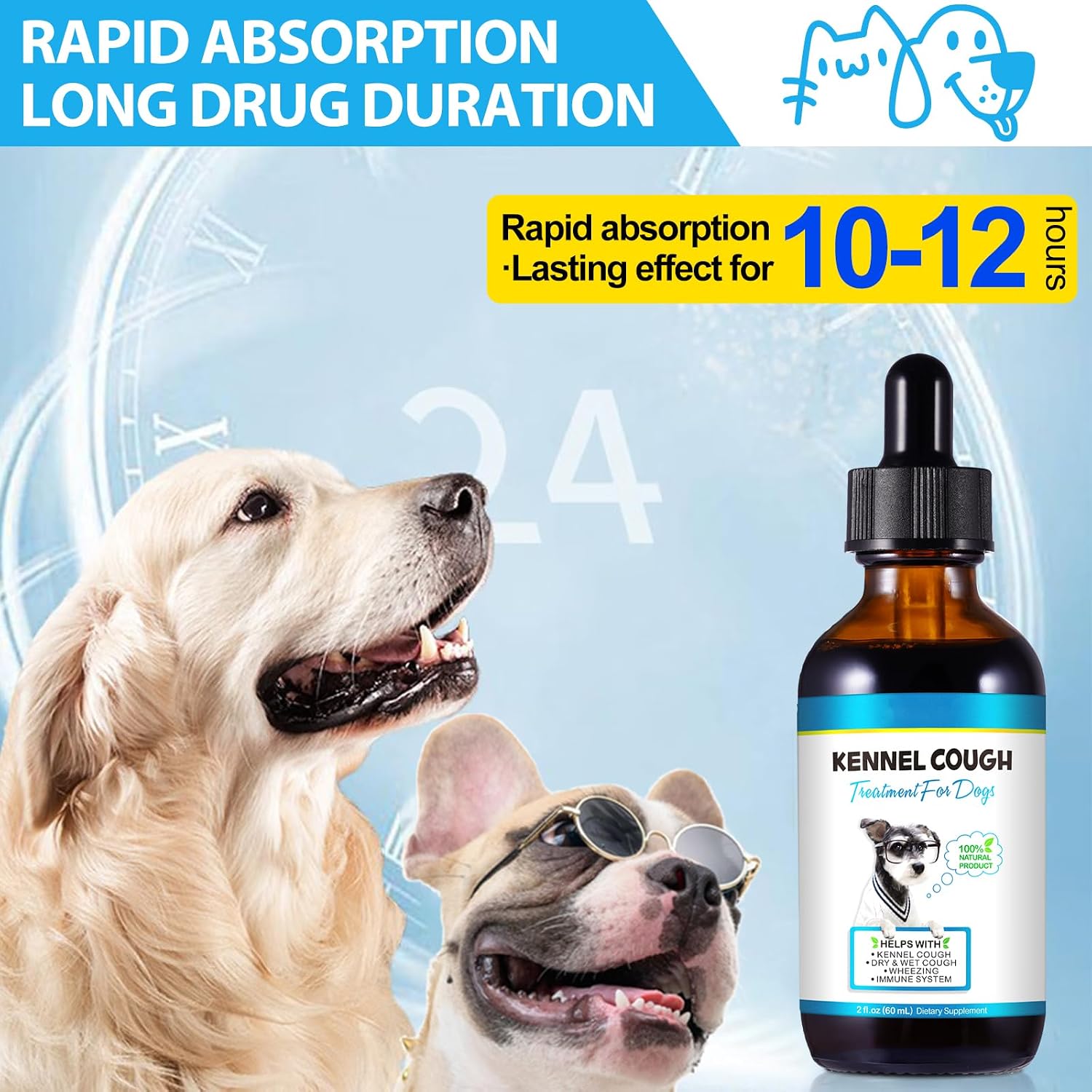 Gotas de Alivio para la Tos de las Perreras en Perros - Suplemento Herbal Natural 60ml