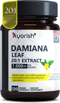 Damiana Capsules 1000mg 120 Count Damiana Leaf Extract 20:1 Herbal Supplement Plant Based Botanical Capsules Vegan Non GMO Dietary Supplement