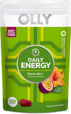 OLLY Daily Energy Gominolas de Vitamina B12, CoQ10 y Goji Berry, Sin Cafeína, Sabor Tropical - 120 unidades