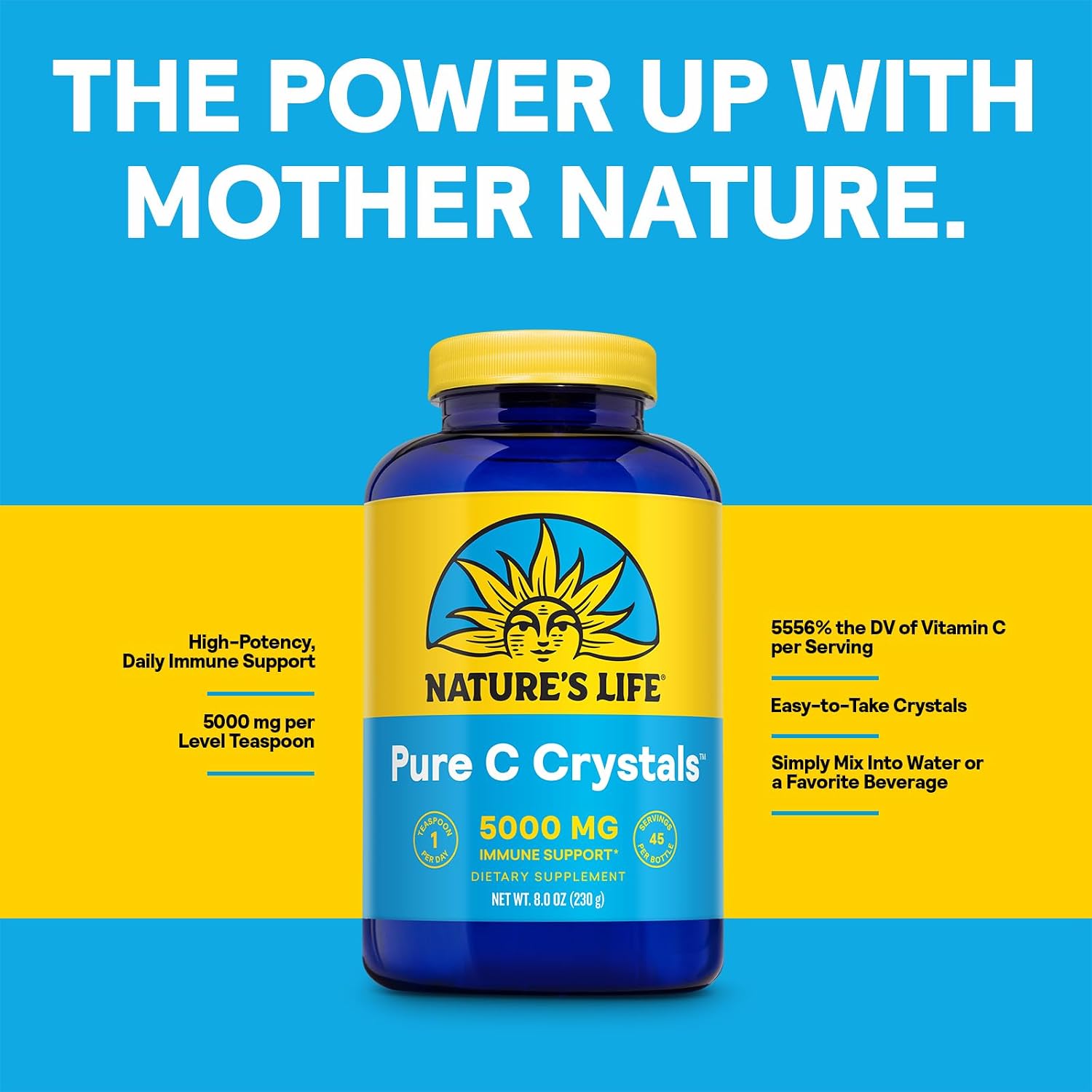 Nature's Life Cristales de Vitamina C Pura - 5000 mg de Vitamina C por Porción