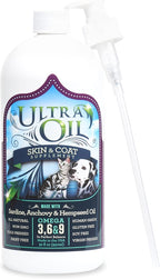 Ultra Oil Suplemento para Piel y Pelaje de Perros y Gatos con Aceite de Pescado, Cáñamo, Linaza y Uva - 3.785 Litros