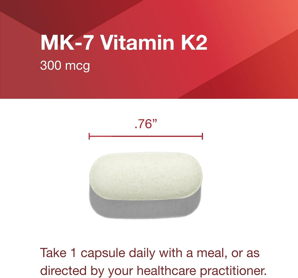 PROTOCOL FOR LIFE BALANCE MK-7 Vitamina K2 300 mcg - Extra Strength - Sin OGM y Vegano - 60 Cápsulas