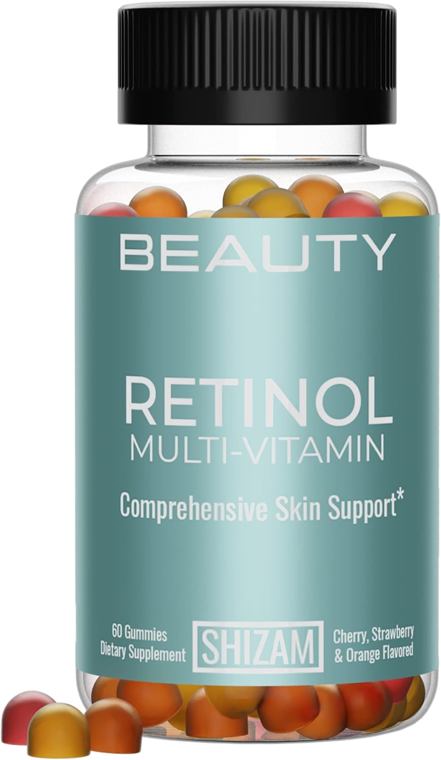 SHIZAM Gominolas de Retinol y Vitaminas - Multivitamínico para la Piel con 1200 mcg de Vitamina A