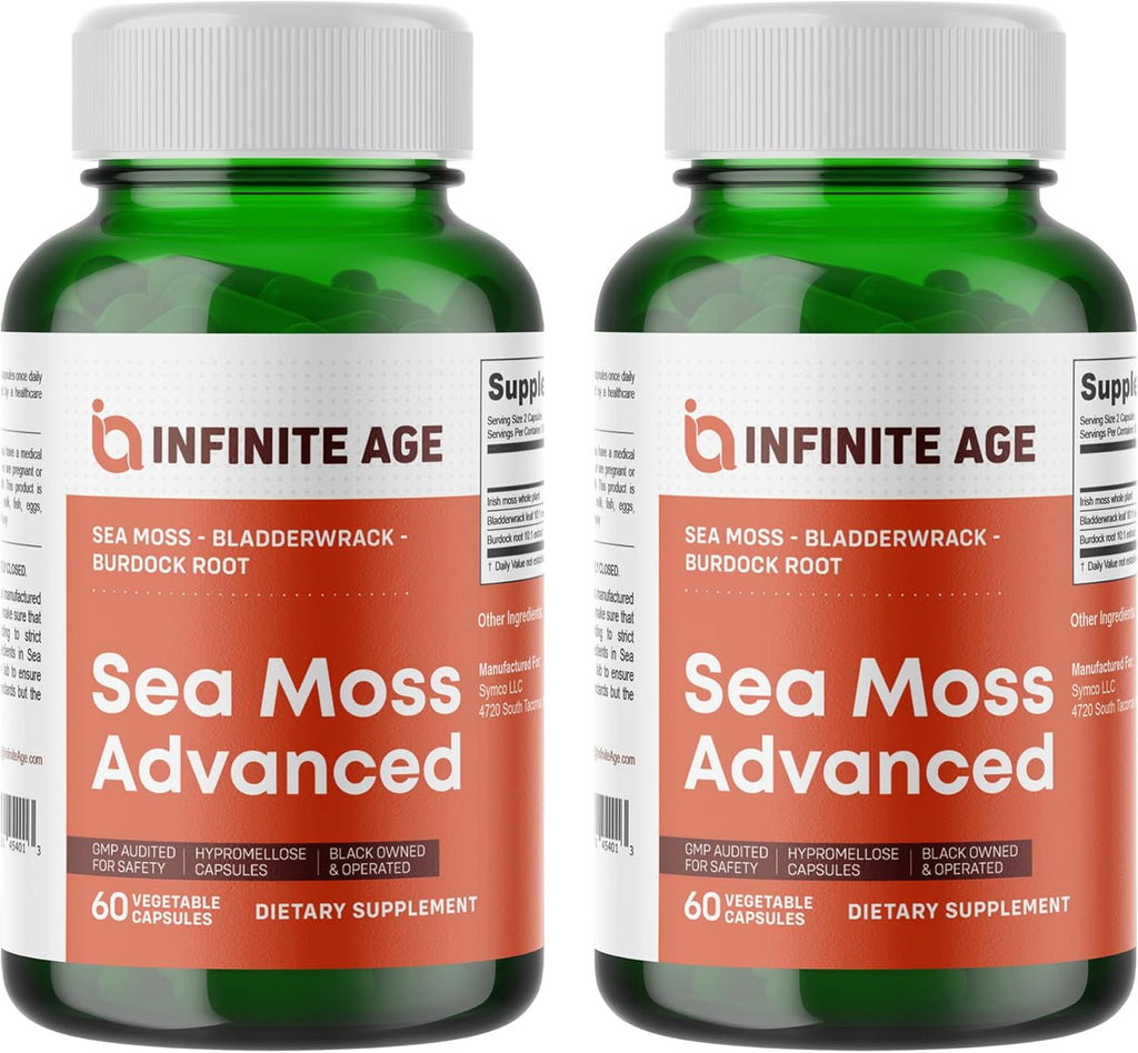 INFINITE AGE 3 Pack de 1250mg Sea Moss Advanced Superfood Cápsulas, 180 Unidades