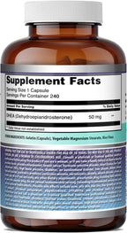 Amazing Formulas DHEA 50 mg por ración | Dehidroepiandrosterona | 240 Cápsulas | No-OGM | Sin Gluten