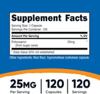Nutricost Policosanol 25mg, 120 Cápsulas - Sin Gluten, No Transgénico, Apto para Vegetarianos