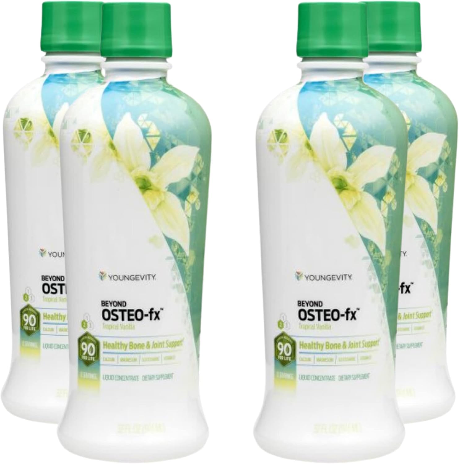Youngevity Beyond Osteo-FX Líquido - Calcio y Magnesio 1200/300 mg + Vitamina D3, Zinc, MSM, Glucosamina + 77 Minerales Traza - Suplemento para Huesos (Paquete de 4 x 946 ml)