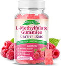 MEENCCD L-Methylfolate Gummies - Complemento de Metilfolato Activo 5-MTHF, 60 Gomitas Veganas Sabor Frambuesa