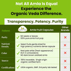 Organic Veda Amla Cápsulas - 1500mg, 300 Cápsulas - Suplemento Natural de Vitamina C con Antioxidantes