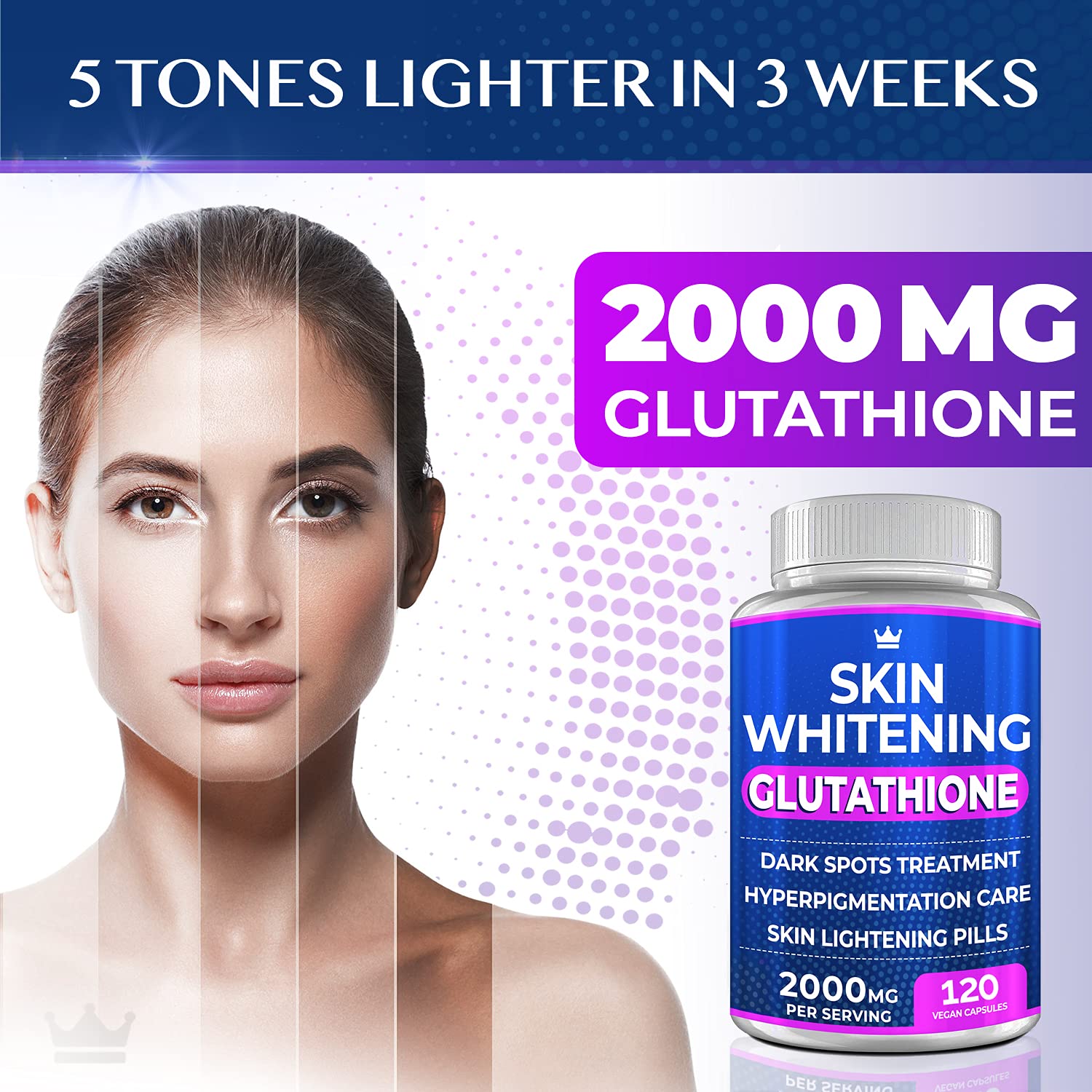 Glutathione 2000mg - 120 Cápsulas - Complemento Alimenticio Antioxidante