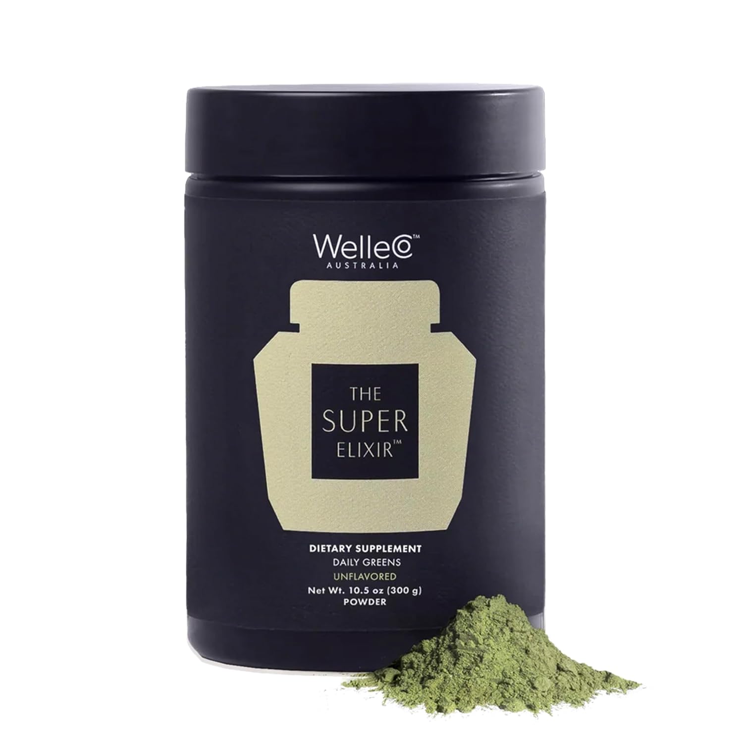 WelleCo The Super Elixir, Mezcla diaria de verduras en polvo con probióticos y superalimentos, sin sabor, 300g