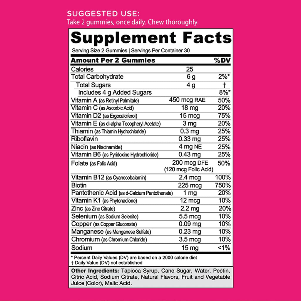 Goli Women's Multi Gummies - Multivitamínico Diario Completo para Mujeres con 13 Vitaminas Esenciales, Biotina, Zinc - Vegano, Sin Gluten - 60 Gominolas (Paquete de 2)