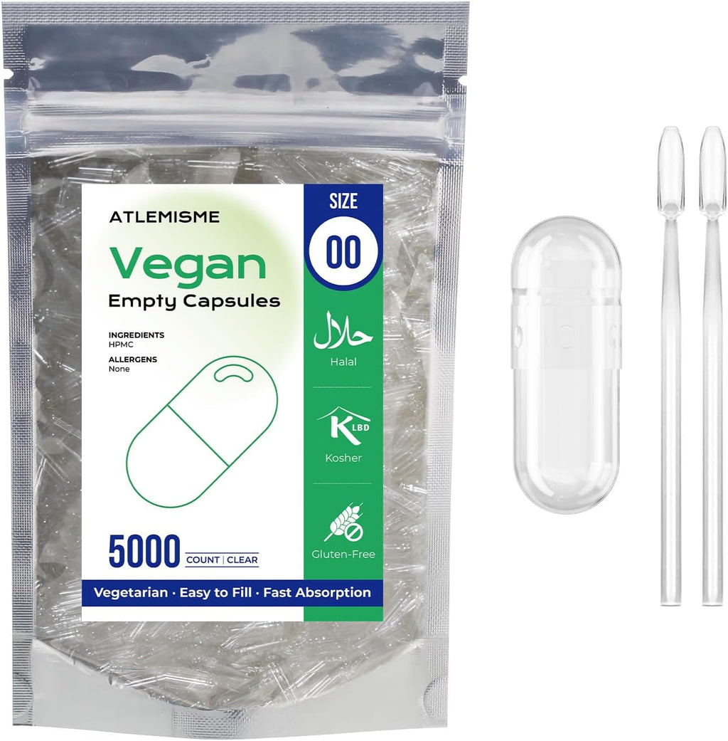 Cápsulas Veganas Vacías Tamaño 00 (1000 uds) - HPMC Vegetal