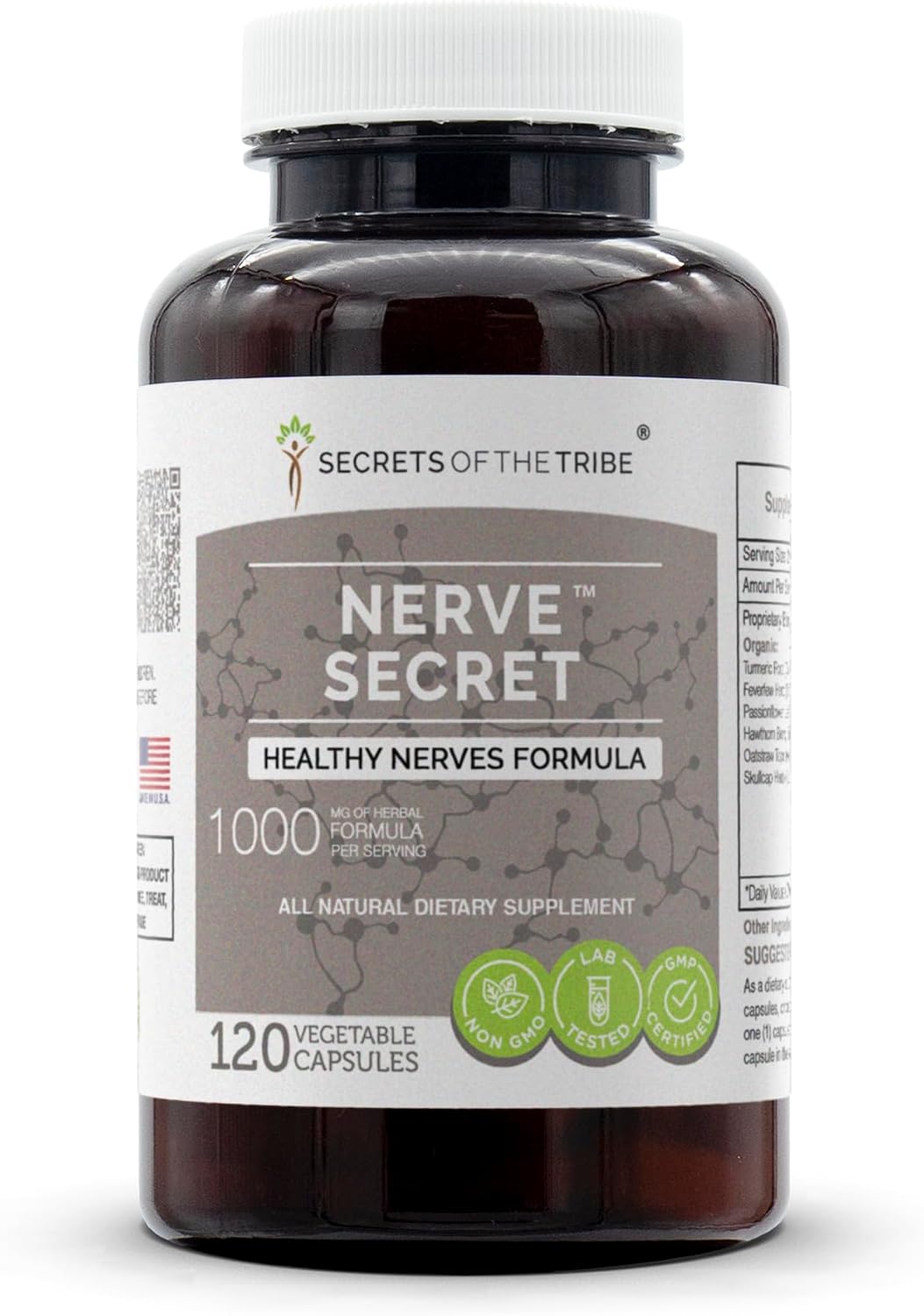 Secrets of the Tribe Nerve Secret - Fórmula Herbal para Nervios Saludables (60 Cápsulas)